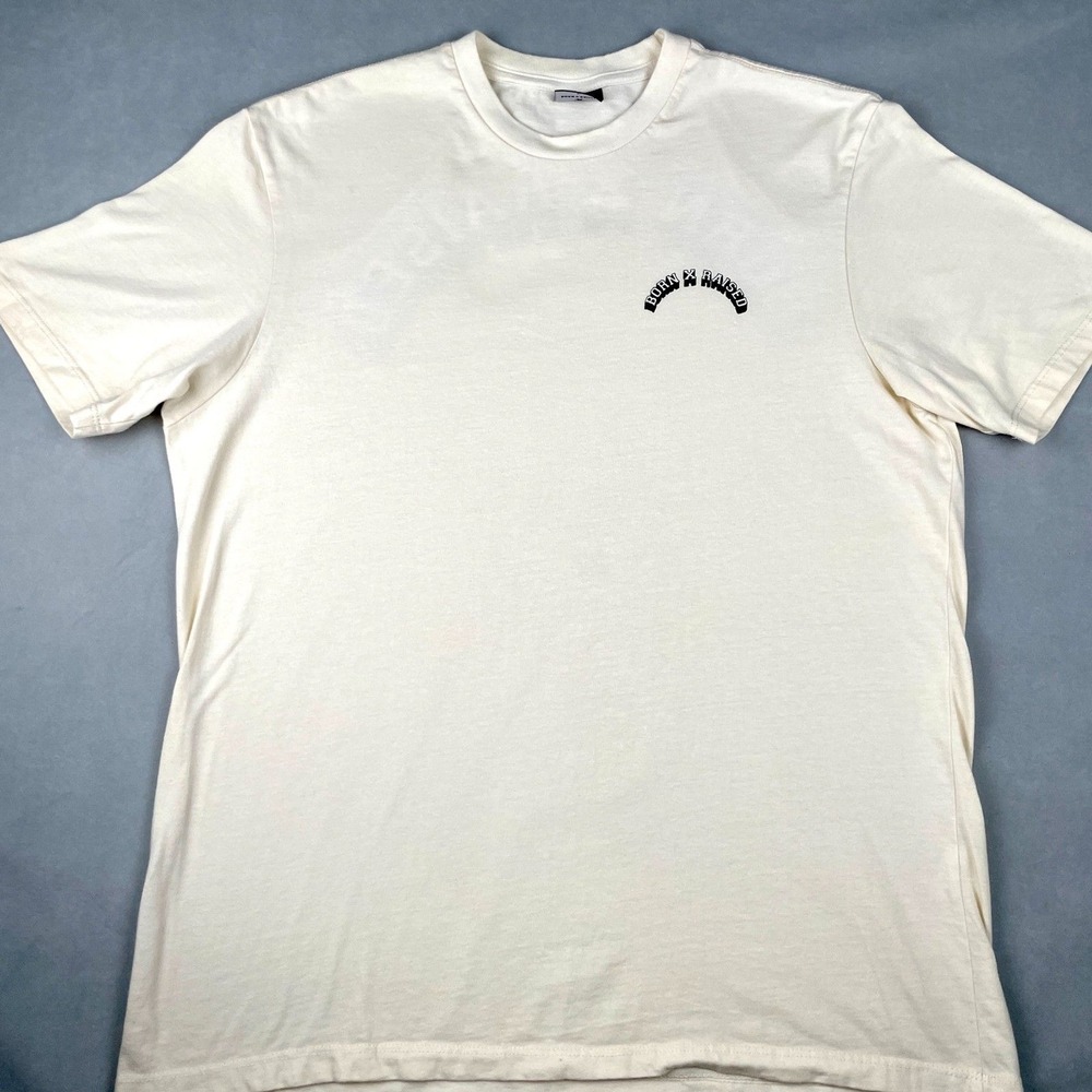 Born x Raised Graphic T Shirt Mens L Cream Short Sleeve Urban Streetwear Skate
